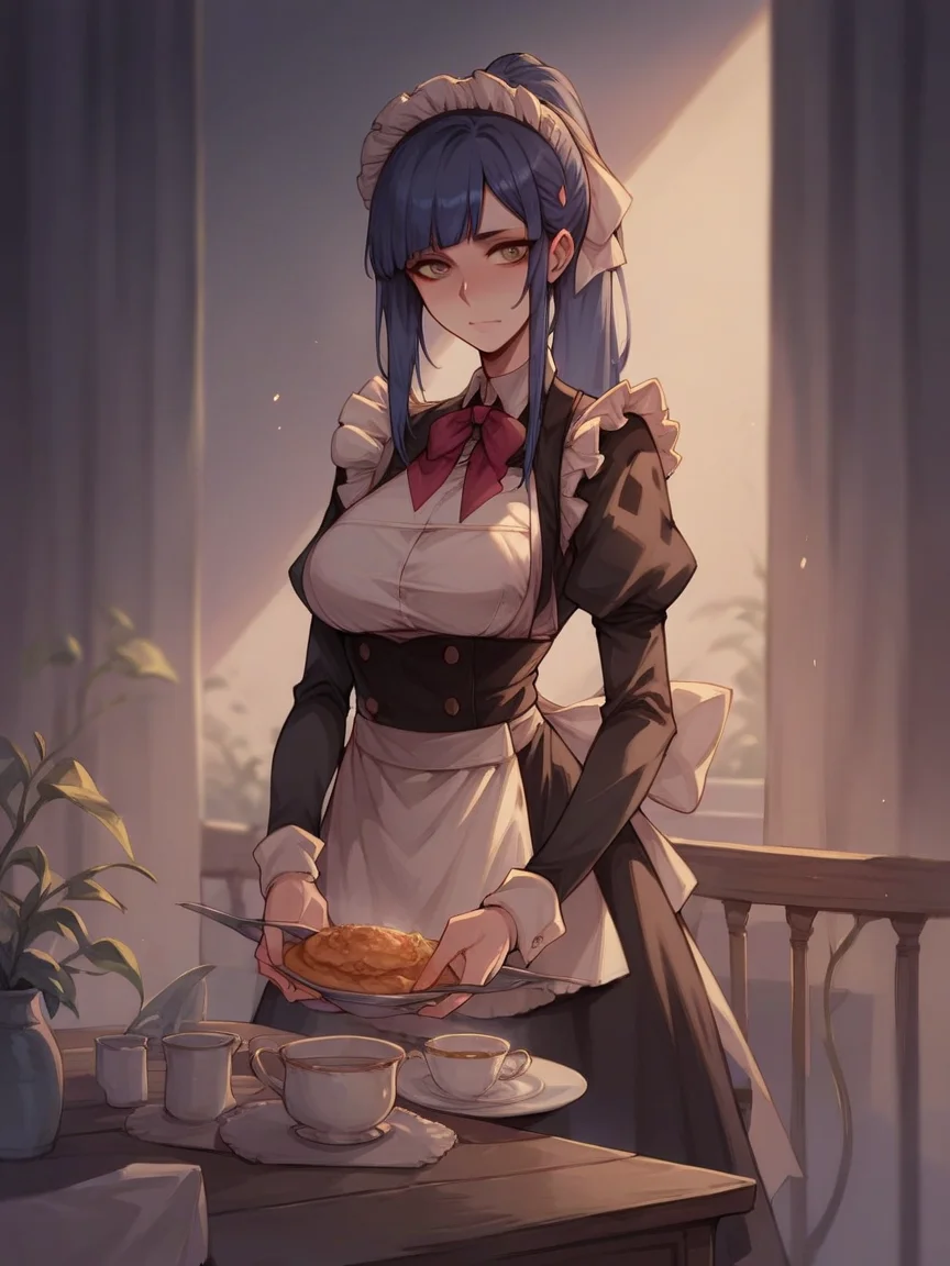 score_9, score_8_up, score_7_up, score_6_up, score_5_up, <lora:m31d0n0XLP:1> m31d0n0,1girl, maid