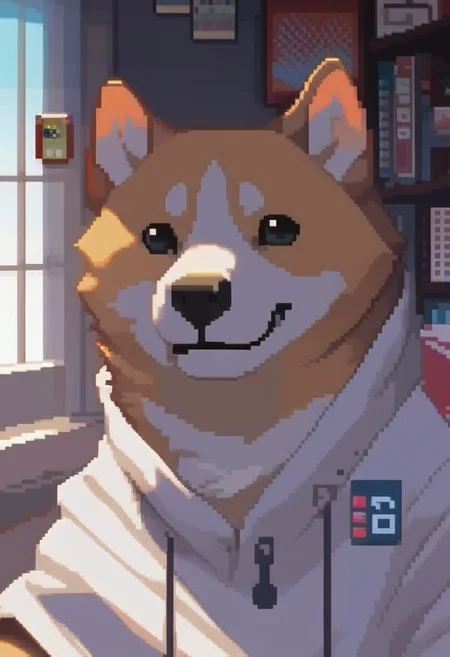 score_9, score_8_up, score_7_up, <lora:PixelART1:1>pixelart,pixel,dog shiba inu,solo,half body shot