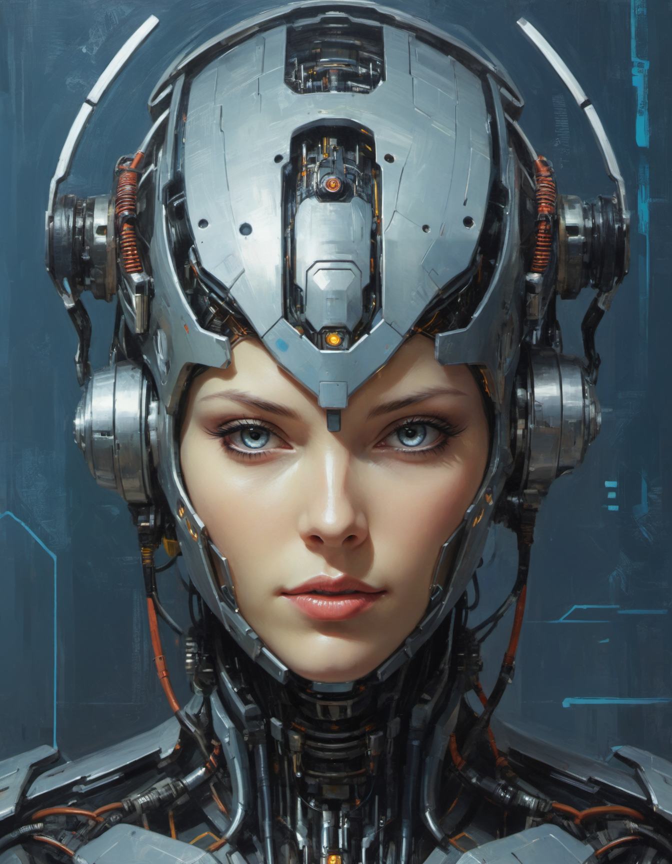 by Maximilian Pirner,  (cybernetic elements , artstyle-abstract but extremely beautiful:1.4), (intricate details, masterpiece, best quality:1.4),
Flat 2D Art, simple flat colors, 2-dimensional, Flat 2D Art Style,  looking at viewer
<lora:add-detail-xl:1> <lora:xl_more_art-full_v1:0.5> <lora:looking_at_viewer:2>