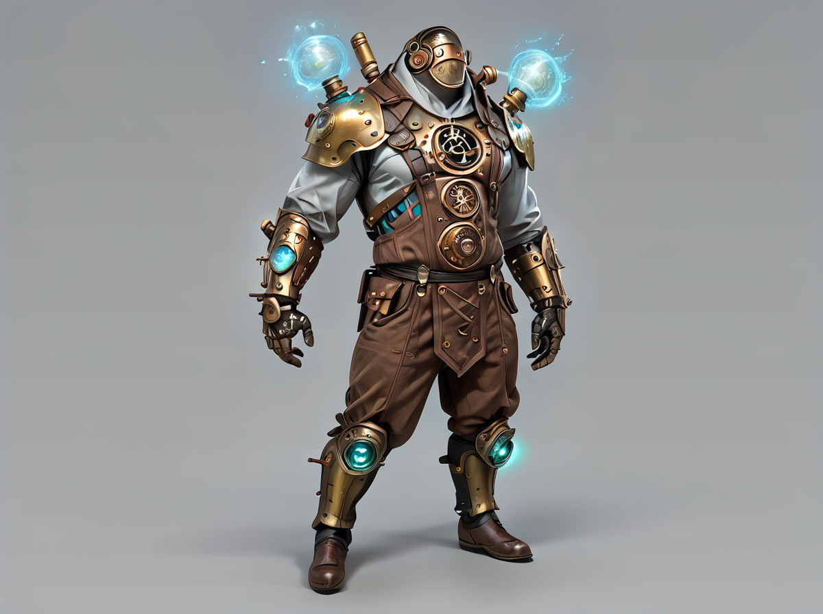 score_9, score_8_up, score_7_up,BREAK overalldetail, <lora:steampunk:0.8>,
steampunk,magitech,, grey background, simple background, standing,