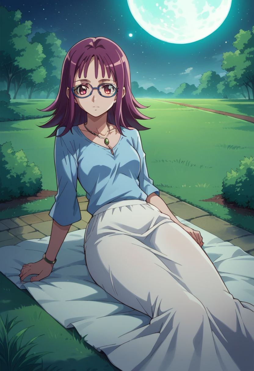 score_9, score_8_up, score_7_up, source_anime,
houjousakura, glasses, necklace, jewelry, grass, moon, full moon, moonlight, backlighting, road, lying