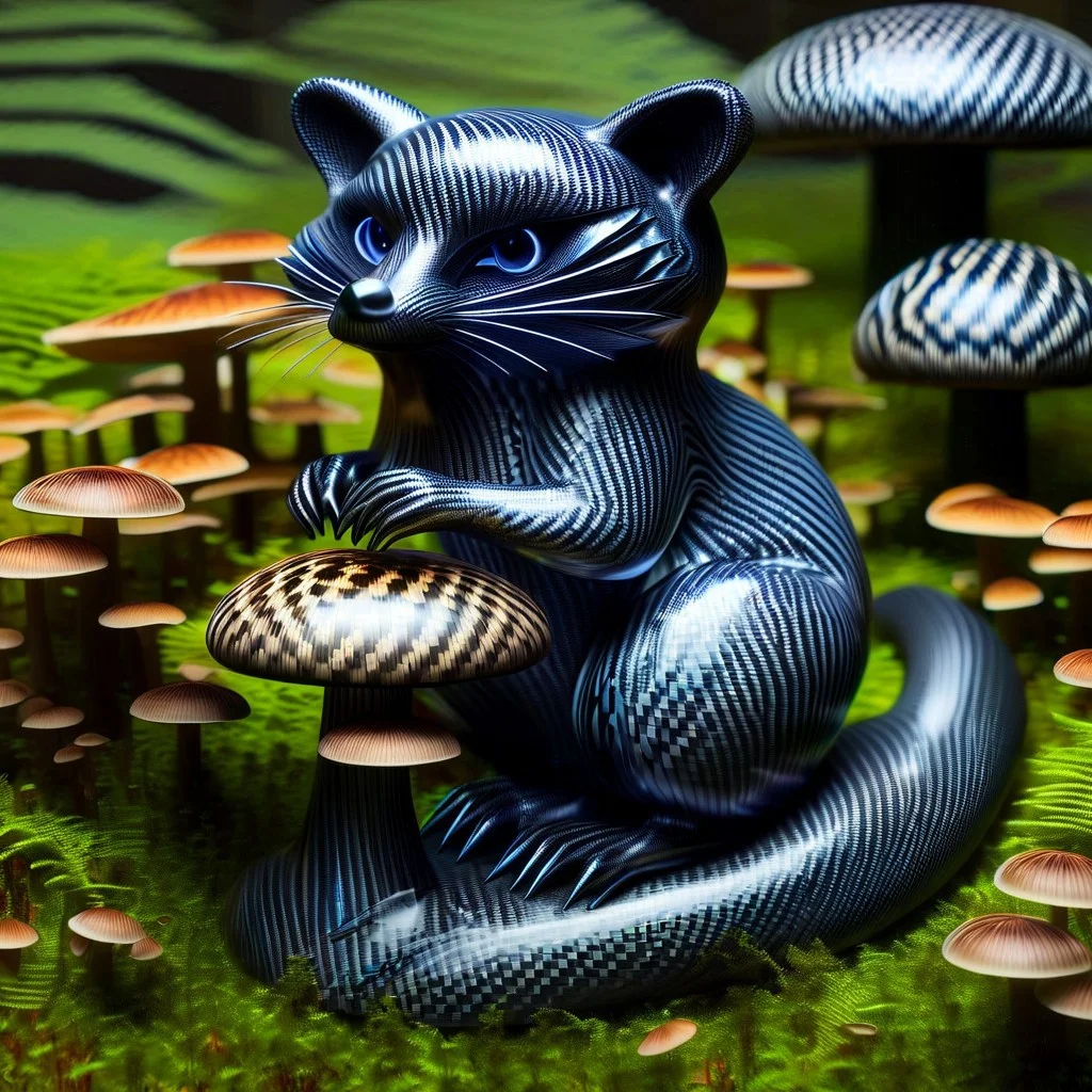 a racoon on a mushroom forest cf_style, cf_style