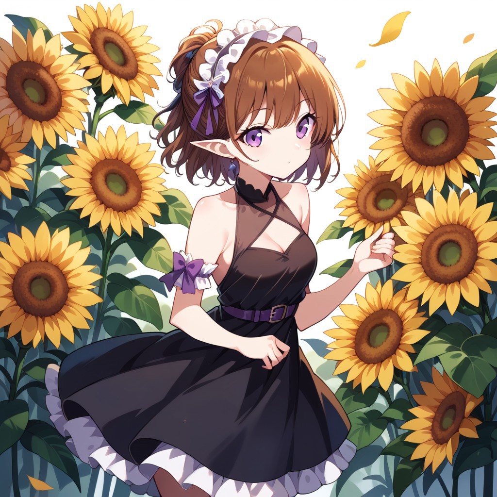 score_9, score_8_up, score_7_up, source_anime, sn0wdr0p, dress, flower, sunflower