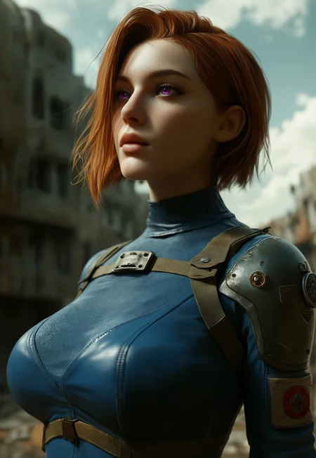 safe_pos, beautiful, aesthetic, high detailed, masterpiece, high contrast, dark background, girl, orange hair, bobcut, purple eyes, big breast, Unreal engine 5, 3d render, tactical armor, blurr, blurry suit
(((post-apocalyptic city ruin, light blue ocean, green cloudy sky))) score_9, score_8_up, score_7_up, score_6_up, source_cartoon, rating_explicit, Expressiveh, (((upper body, full clothed)))
(8k uhd:1,4)
<lora:Dynamic Poses:1>
<lora:detailed_notrigger:1>