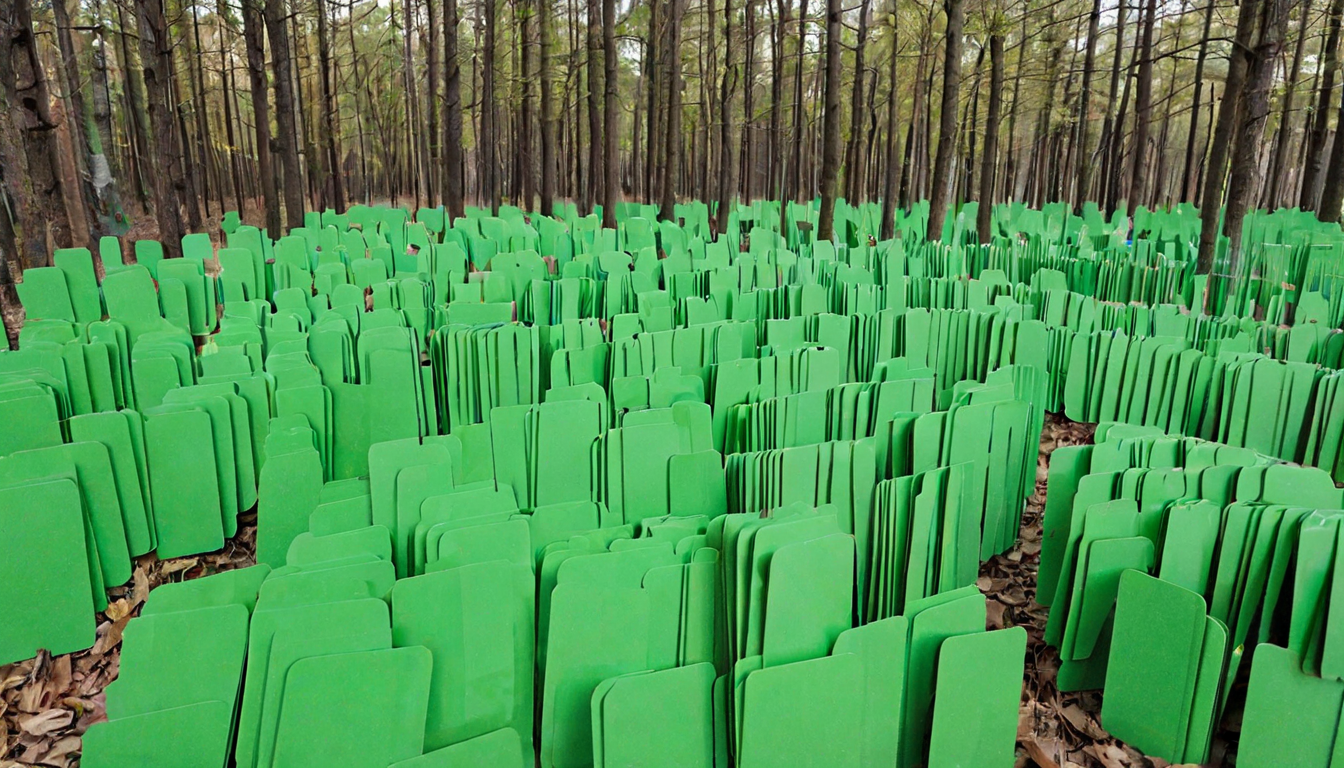 plastkort, a forest shaped (made from:1.3) single green and brown colored (rectangular plastic cards), <lora:Plastkort_2-000004:1>