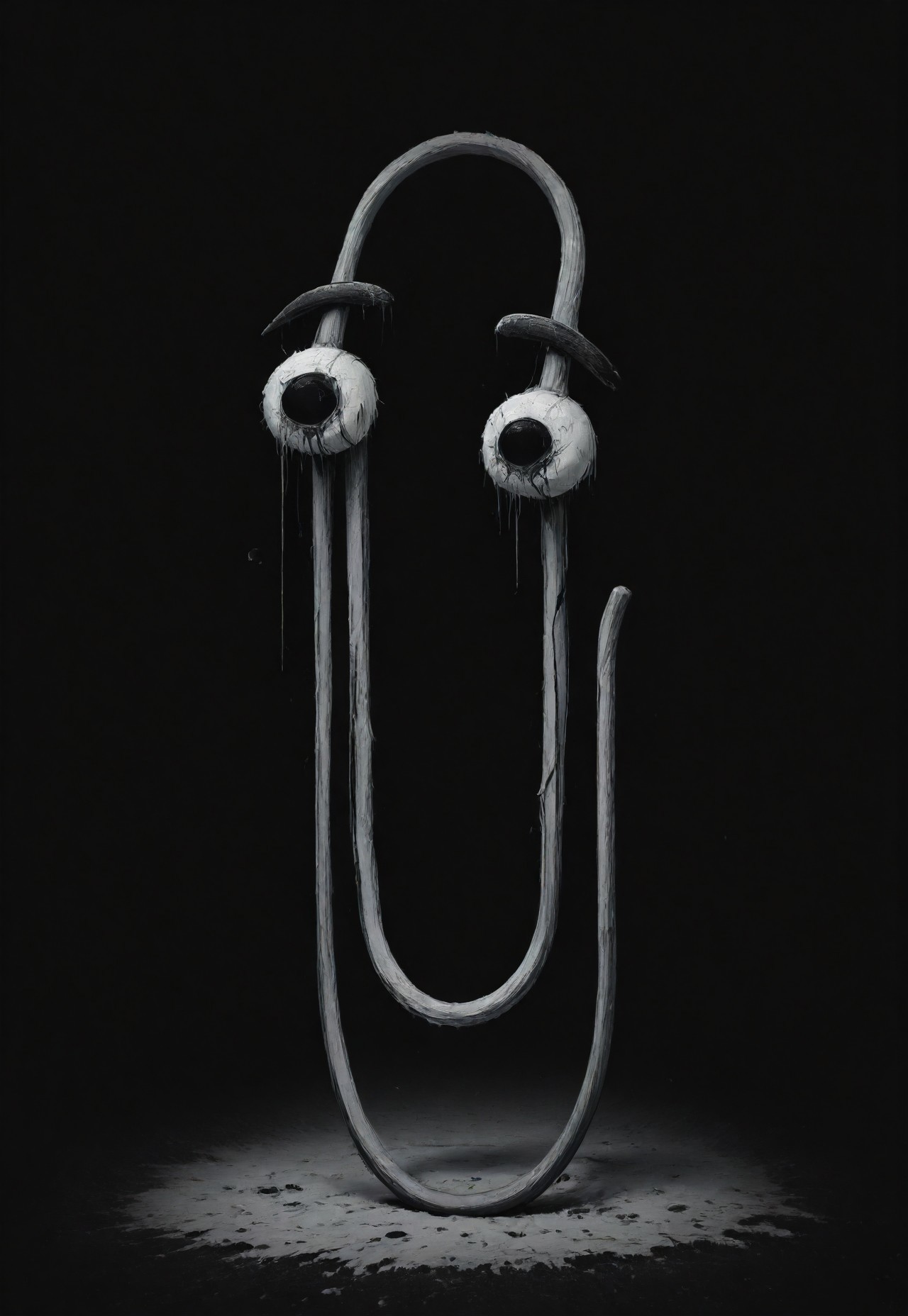 mm-style, monochrome, black background, cl1ppy, pokemon (creature), mechanical ,horror, dark fantasy, full body,