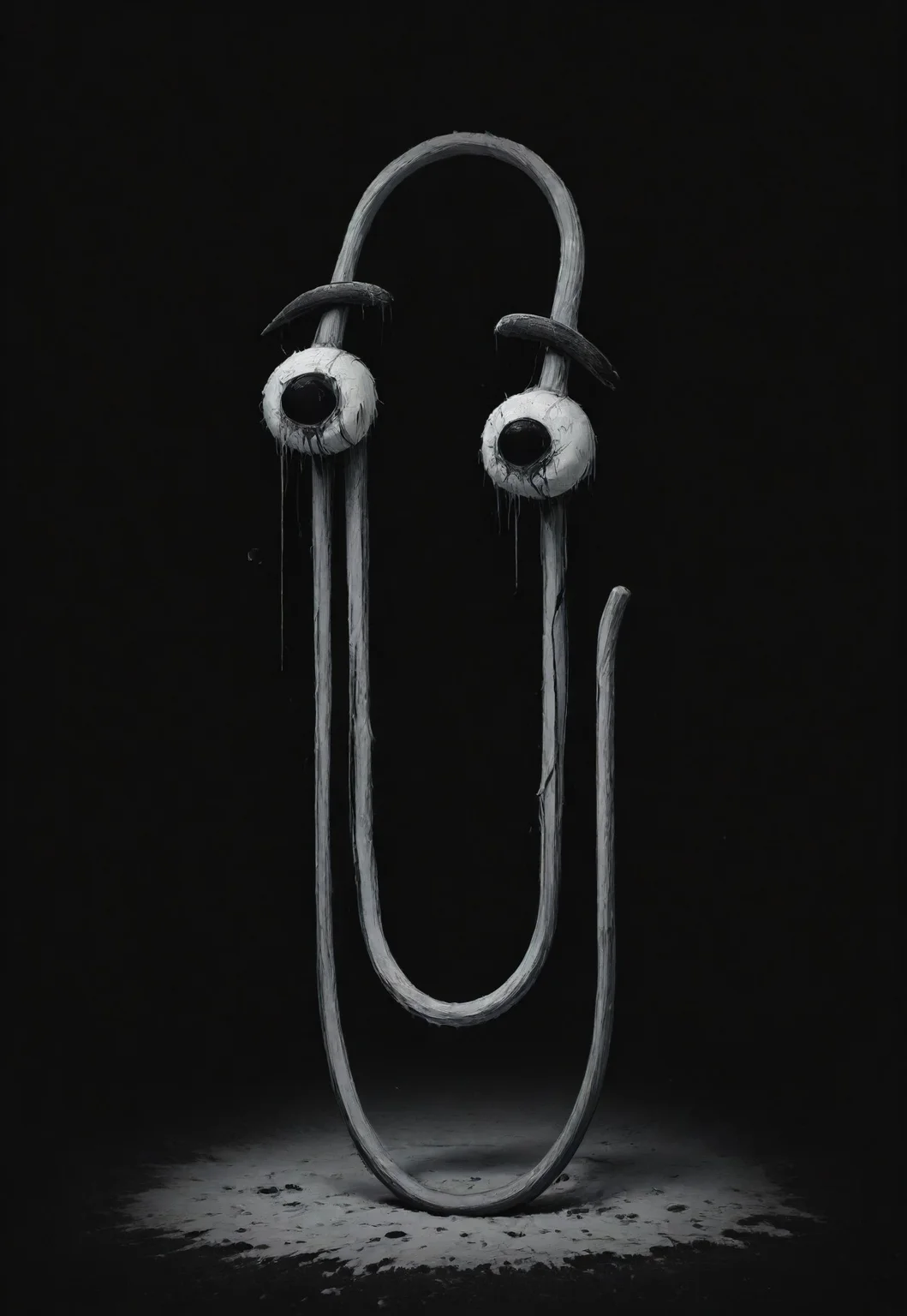 mm-style, monochrome, black background, cl1ppy, pokemon (creature), mechanical ,horror, dark fantasy, full body,