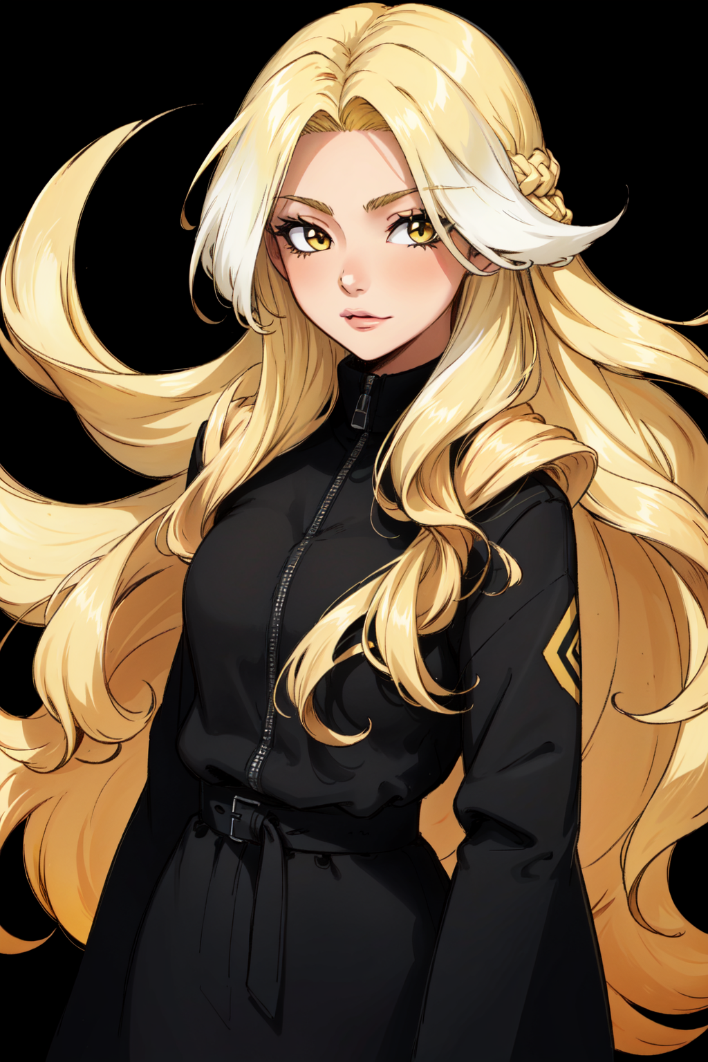 1girl, long hair, ((ombre yellow hair)), two-tone hair, multicolored hair, <lora:Ombre Hair:0.8>, long hair, close-up, solo, looking at viewer, simple background,