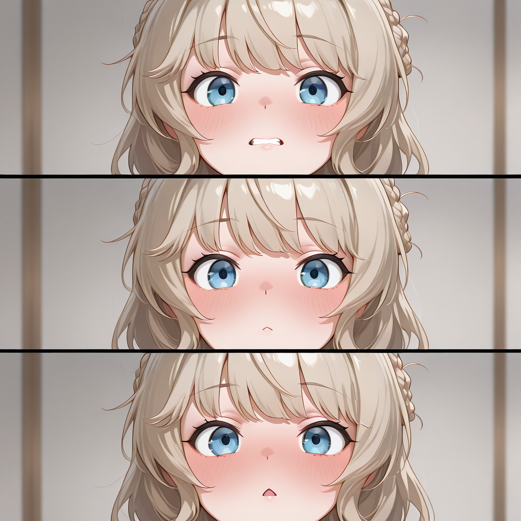 <lora:IL_dickmeme-000017:1>,1girl,solo,tn_p,tunpoko\(meme\),3koma,clenched teeth,closed mouth,chestnut mouth,blush,ranger \(kancolle\), masterpiece,best quality,amazing quality,very aesthetic,absurdres,, <lora:wai-A3-V140:1>,