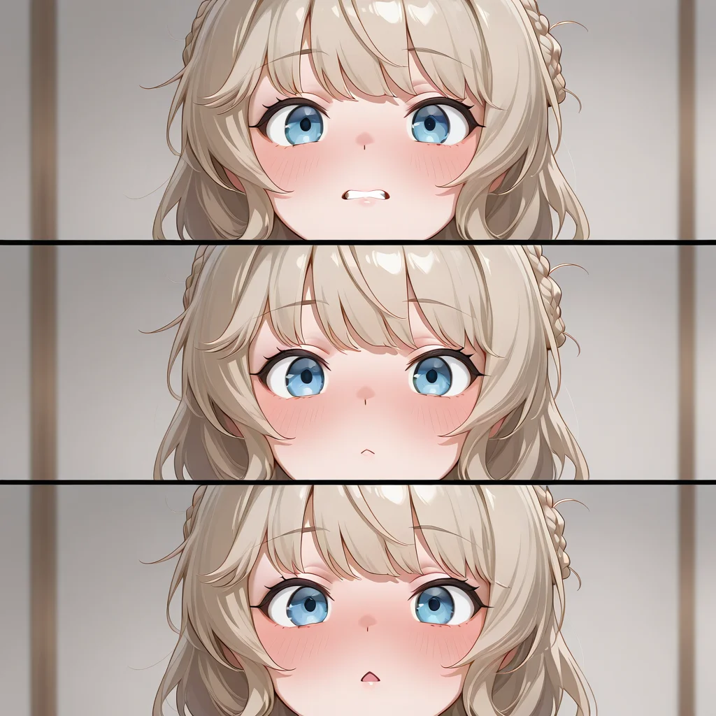 <lora:IL_dickmeme-000017:1>,1girl,solo,tn_p,tunpoko\(meme\),3koma,clenched teeth,closed mouth,chestnut mouth,blush,ranger \(kancolle\), masterpiece,best quality,amazing quality,very aesthetic,absurdres,, <lora:wai-A3-V140:1>,