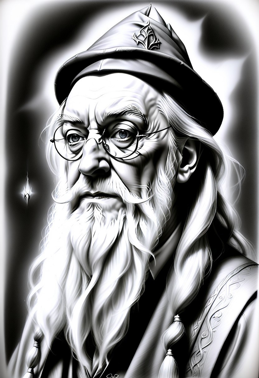 dumbledore made out of Jed-Pen  ,    <lora:PencilDrawingStyle:0.7>