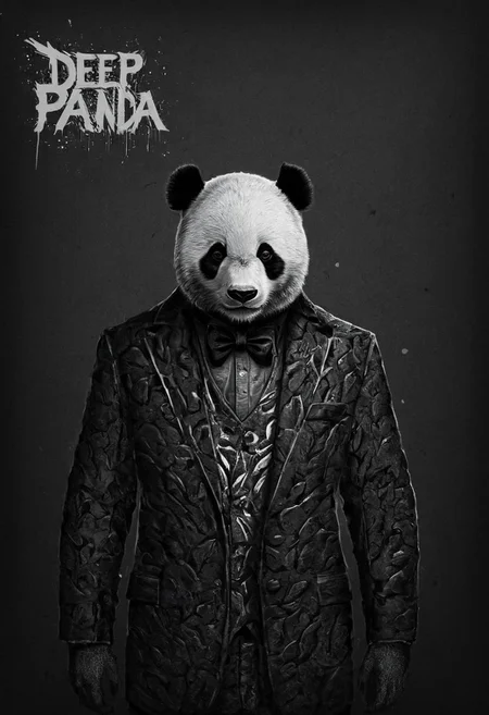 "DEEP PANDA"  Dapper Panda,   PANDA METAL BREAK dark ink art style,