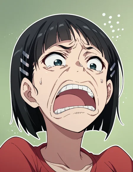 score_9, score_8_up, score_7_up, source_anime, suguhakirigaya, <lora:suguha-kirigaya-s1-ponyxl-lora-nochekaiser:1>, suguha kirigaya, short hair, black hair, hair ornament, hairclip, large breasts,, <lora:strawhat-huh-face-ponyxl-lora-nochekaiser:1> strawhat huh face, strawhat huh face, open mouth, teeth, , ,