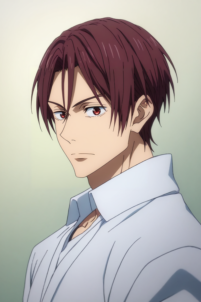 score_9, score_8_up, score_7_up, source_anime, rating_safe, , (3d:0.4), , upper body, , 1boy, male focus, <lora:rin_matsuoka_pony:0.70>, rin_matsuoka, red hair, red eyes, hair between eyes, solo, Flight, <lora:jujutsu_kaisen_style_pony:0.74>, jujutsu_kaisen_style, <lora:sdxl_lightning_8step_lora:1>