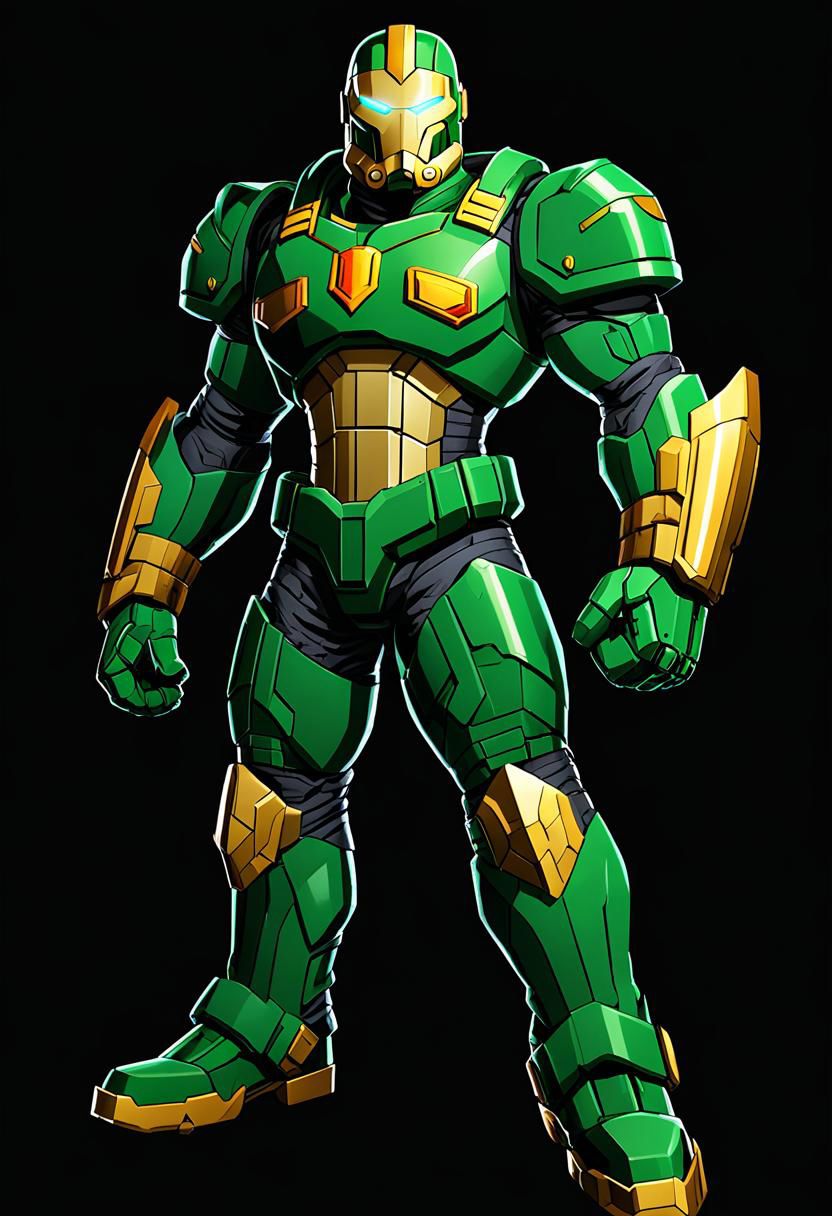 ncrender of doomguy as a hero of justice, black background