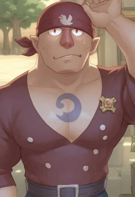 source_game, rating_explici, score_9, score_8_up, score_7_up, score_6_up, source_game, rating_explicit, high detail, perfect face, manly face, very close-up, detailed face, Male focus, Muscular male, Big muscles, defined lips, defined chin, defined nosesuper gay,bara, muscular,bara,gay,middle age.super detailed skin,Alfonzo,red jumpsuit.Roll up sleeves,tattoo of a blue wave on his chest.