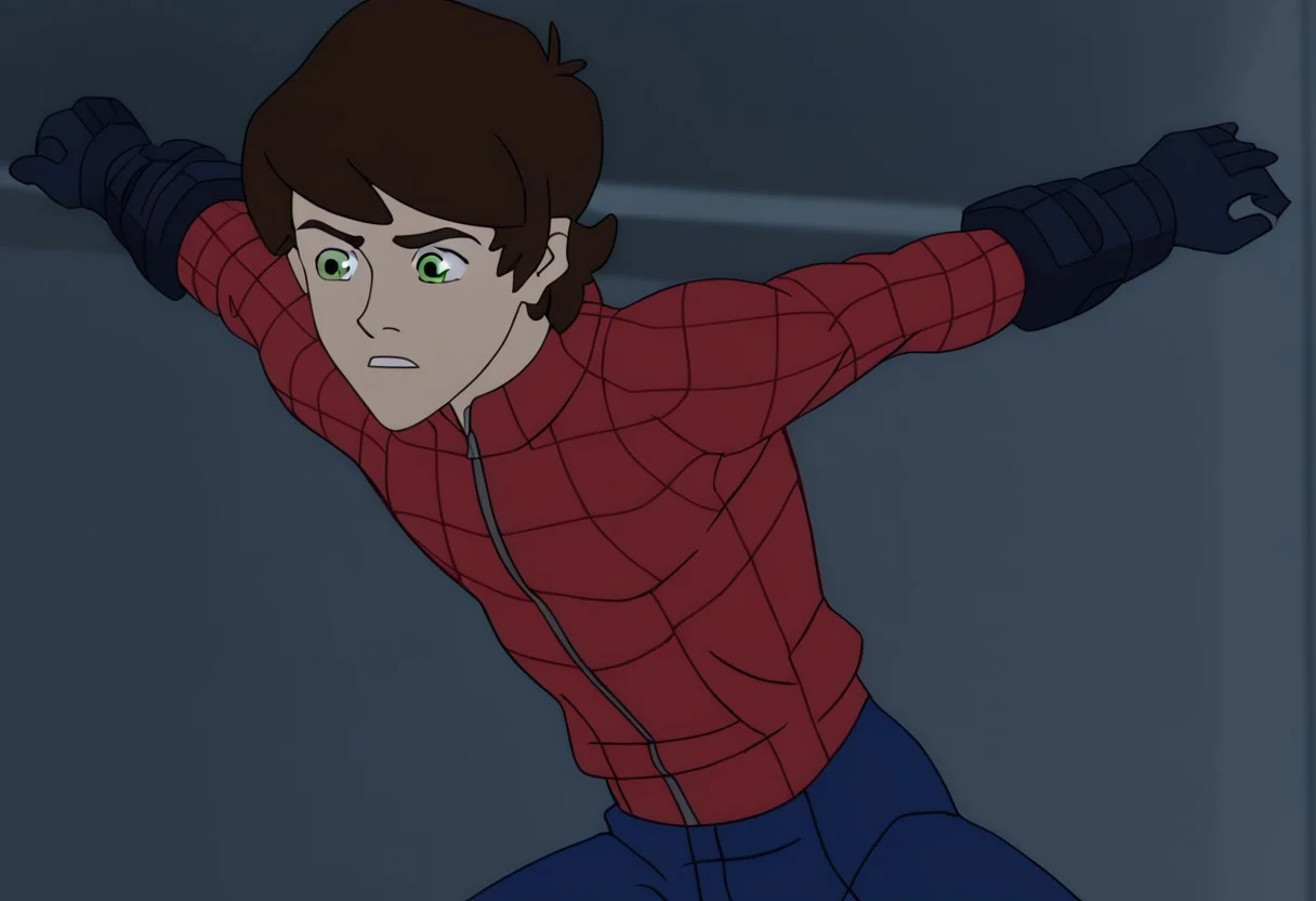 Peter parker has green eyes and brown hair.