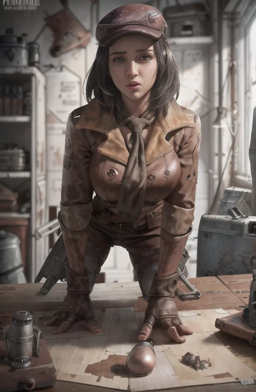 proportional eyes, (realistic:1.5),photorealistic, hyper realistic, extremely detailed, hyper detailed, soft lighting, detailed background, extreme detail background, sharp details, ((full body)), fallout4-piper, <lora:fallout4-piper-000020:1>