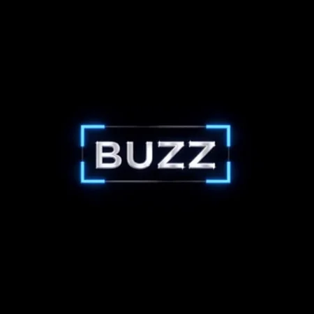 thx logo. The bold, metallic letters "BUZZ" are displayed in the center of a black background. with “REQUEST FOR” above the logo. with subtle lighting effects, and blue rectangular lines around the logo