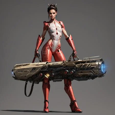 score_9, score_8_up, score_7_up, rating_safe, concept art, semi-realistic, 1girl, solo, Sci-fi.
Young beautiful face, fit body,
HHWeapon, Holding weapon, Huge weapon,
Holding weapon with two hands.
Lighting Gun.
Simple background.