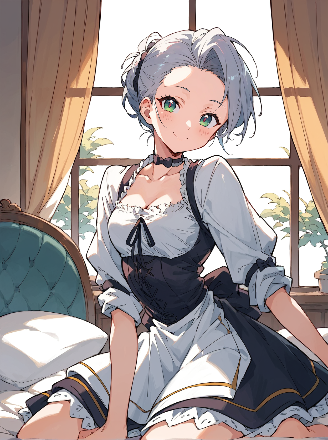 score_8_up, score_7_up, score_6_up, source_anime, 1girl, solo, bedroom, window, curtains
smile,
waitress, choker
 <lora:annemitter2:1>