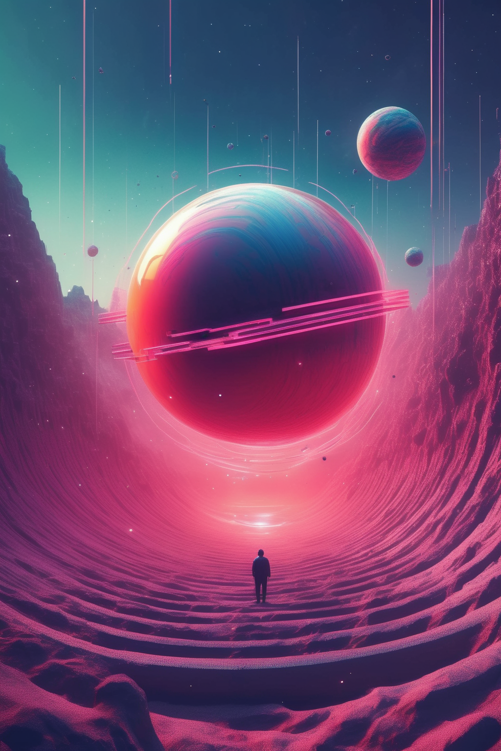 <lora:Beeple (Mike Winkelmann) Style:1>Beeple (Mike Winkelmann) Style - beeple style, a planet in the universe with sound wave arounding it