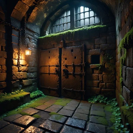 A dark and grim medieval castle dungeon, designed for imprisoning captives. The walls are made of aged, damp stone bricks, cracked and worn with time, with patches of moss and moisture seeping through. The small, claustrophobic space is lit by a single flickering torch mounted on the wall, casting long, eerie shadows across the room. Rusted iron bars form a heavy prison door with a corroded lock and hinges, partially ajar or firmly shut. The floor is rough, uneven stone, covered in dirt and faint stains, hinting at years of suffering. Chains hang loosely from rusted hooks embedded in the walls, their metal corroded and worn. In one corner, a small, grated window lets in a thin sliver of cold, pale light, emphasizing the dungeon's oppressive and hopeless atmosphere. The air feels damp, stale, and heavy with silence, evoking a chilling sense of isolation and despair.
<lora:SDXLFaeTastic2400:0.4> <lora:extremely_detailed:0.4> extremely detailed, Masterpiece,best quality,hi res,8k,hi res,8k,award winning,(sharp focus, intricate, highly detailed),