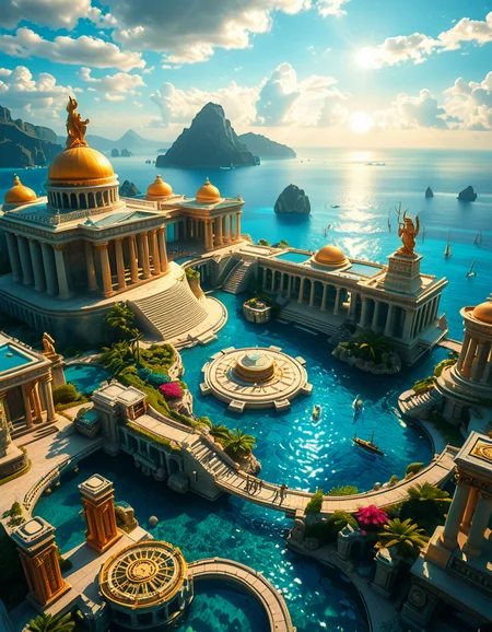 A breathtaking view of the lost city of Atlantis, submerged beneath crystal-clear ocean waters. The city showcases a magnificent blend of ancient Greek and futuristic architecture, with towering marble temples, golden domes, and intricate carvings glowing under the soft bioluminescent light of coral reefs. Majestic pillars and archways, partially covered in coral and algae, rise from the ocean floor, creating an atmosphere of mystery and forgotten grandeur. The sunlight filters through the water, casting shimmering patterns on the grand stone pathways and illuminating massive statues of gods and mythical beings, eroded by time. The scene is peaceful and awe-inspiring, with an ethereal blue glow enhancing the dreamlike, almost magical quality of this underwater utopia. No marine creatures or human presence disrupt the timeless serenity of this lost civilization.
 <lora:atl4nt1s:1>,atl4nt1s,<lora:SDXLFaeTastic2400:0.4> <lora:extremely_detailed:0.4> extremely detailed, Masterpiece,best quality,hi res,8k,hi res,8k,award winning,(sharp focus, intricate, highly detailed),