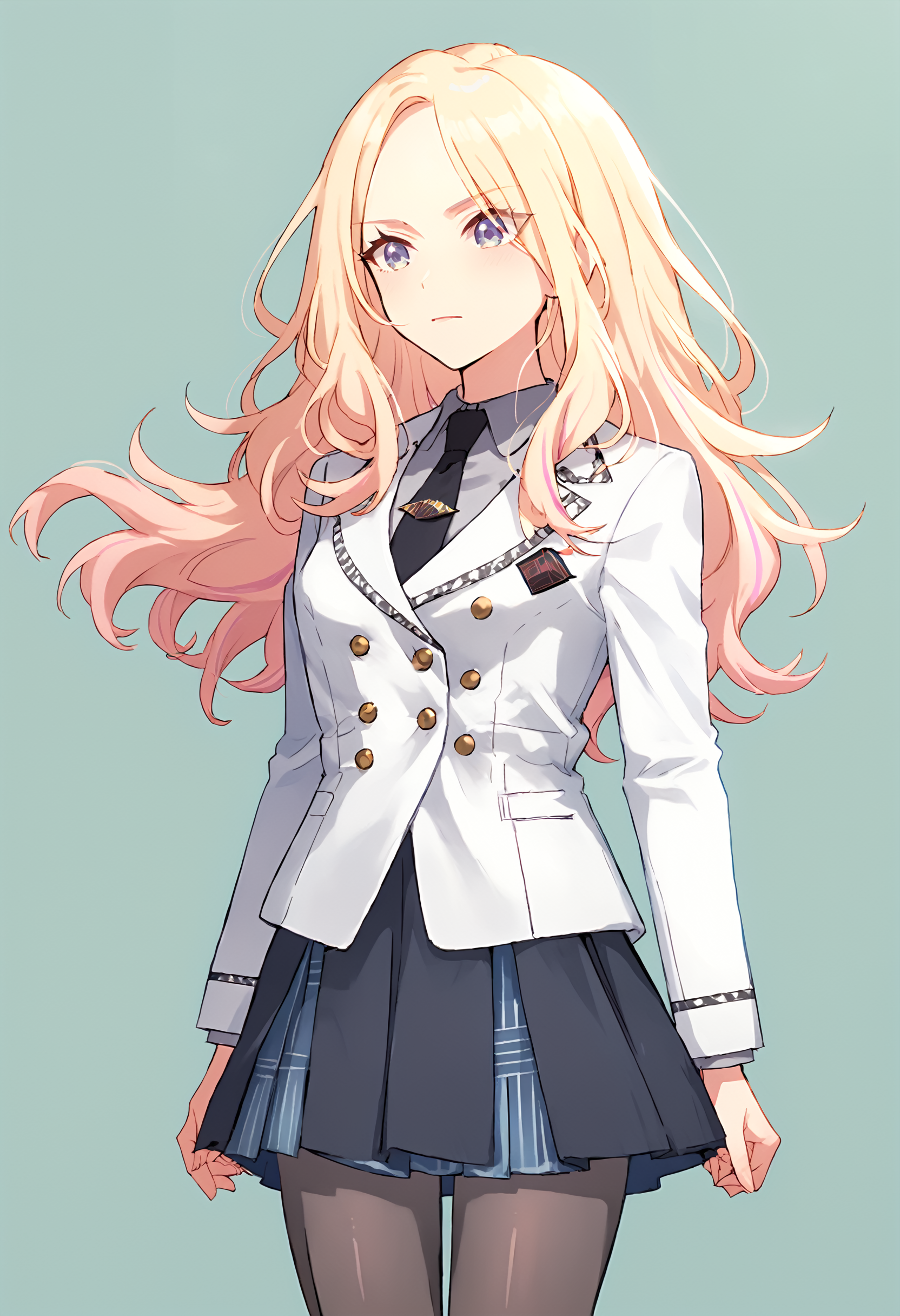 (score_9, score_8_up, score_7_up), 1girl, juuou sena, black pantyhose, cowboy shot, simple background, <lora:gakuen-imPO-v2e-000008:0.9>
