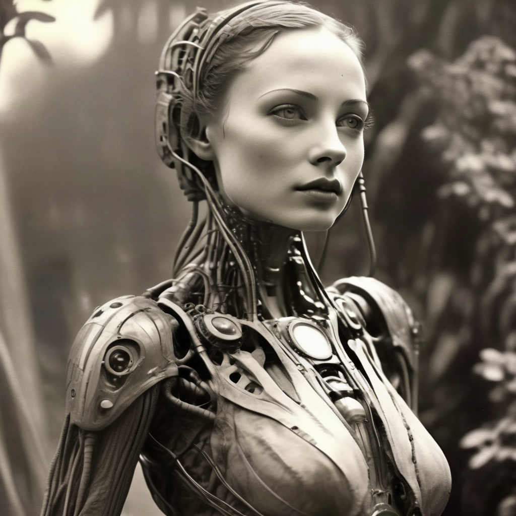 eldoria beautiful cyborg woman in the garden, very realistic detail, cinematic<lora:eldoria:1>