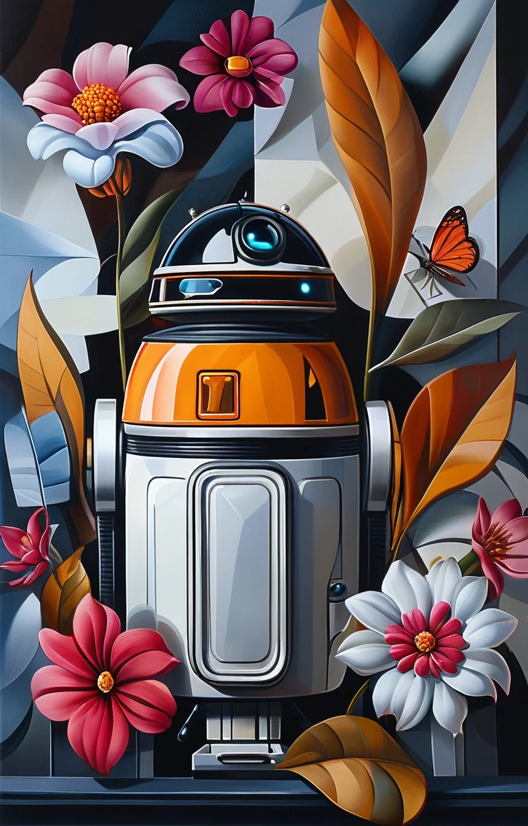 masterpiece,best quality,<lora:tbh205-sdxl:0.9>,illustration,style of Catherine Abel portrait of Housework robots