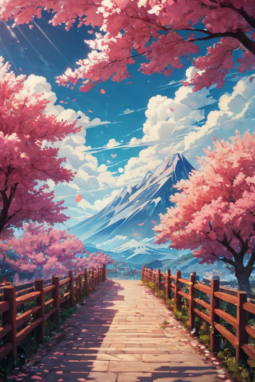 score_9, score_8_up, score_8, pnkBldng, sky, day, cloud, tree, blue sky, no humans, stairs, mountain, fence, path, BREAK, blooming stars, luminescent petals, otherworldly fragrance blurry background, (glowwave:1.1), BREAK, embedding:zPDXL, Expressiveh, <lora:PinkBuildingsPDXL_v2:0.6>, <lora:SDXLFaeTastic2400:0.5>, <lora:Expressive_H-000001:0.4>,