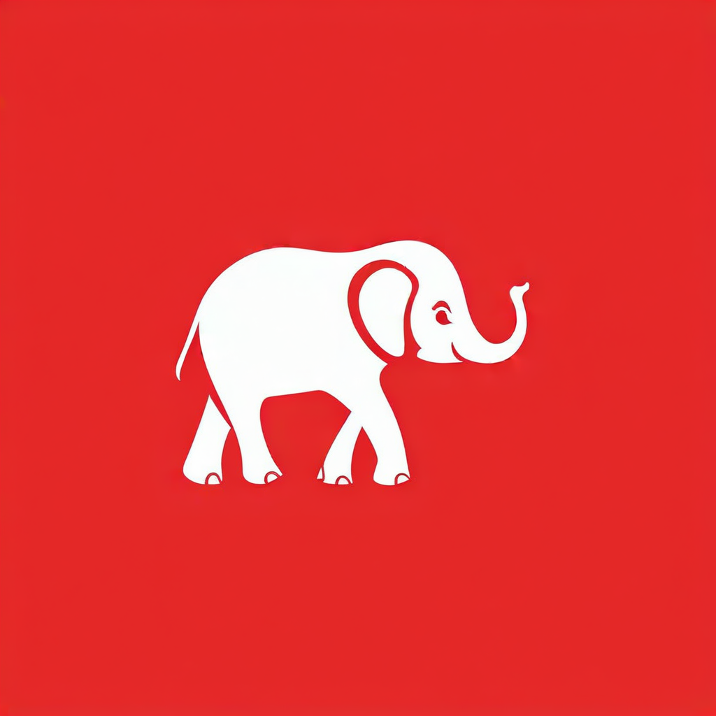 modern_logo image of a tiny elephant, red background, simple, 
 <lora:Modern_Logo_v1.1:1.0>