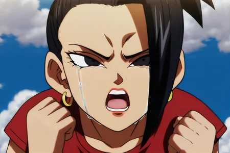 source_anime, score_9, score_8_up, score_7_up, anime screencap,8k, absurd res,
kale, 1girl, solo, open mouth, black hair, earrings, cloud, tears, black eyes, close-up, crying, clenched hands, anime coloring, red crop top
<lora:kale_pony_v3:0.8>