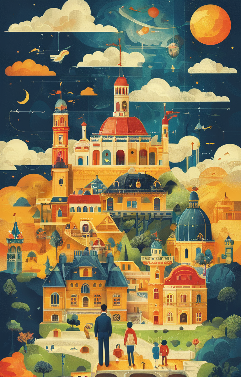masterpiece,best quality,<lora:tbh245-sdxl:0.9>,illustration,style of Infographic portrait of family
