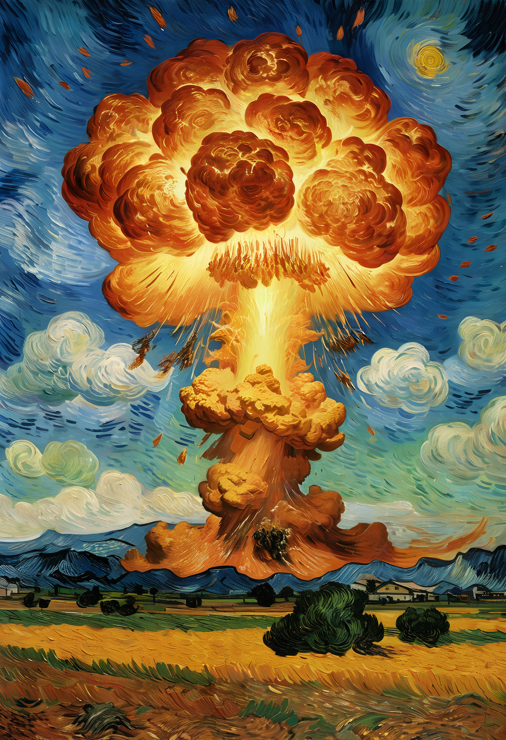 atom bomb explosion by van gogh