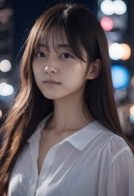 jpn-girl, Professional portrait photography of the face of a beautiful girl with (glossy nude lips) with black eyes, Nikon Z9, looking at the camera, realistic matte skin, highly detailed, skin texture visible,
18 yo, Long, straight hair ,
woman wearing dress,blurry background, in shibuya night view,
<lora:jpn-girl_v1:0.75>