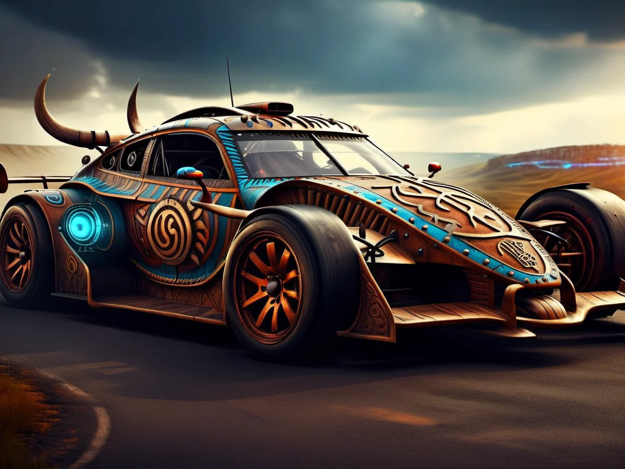 <lora:CulturePunkAI_3:.9> vikingpunkai
race car Highly detailed, amazing, Impressive lighting, vibrant colors, Ultra Realistic, High quality, Highly detailed, trending on artstation, intricate detailed background