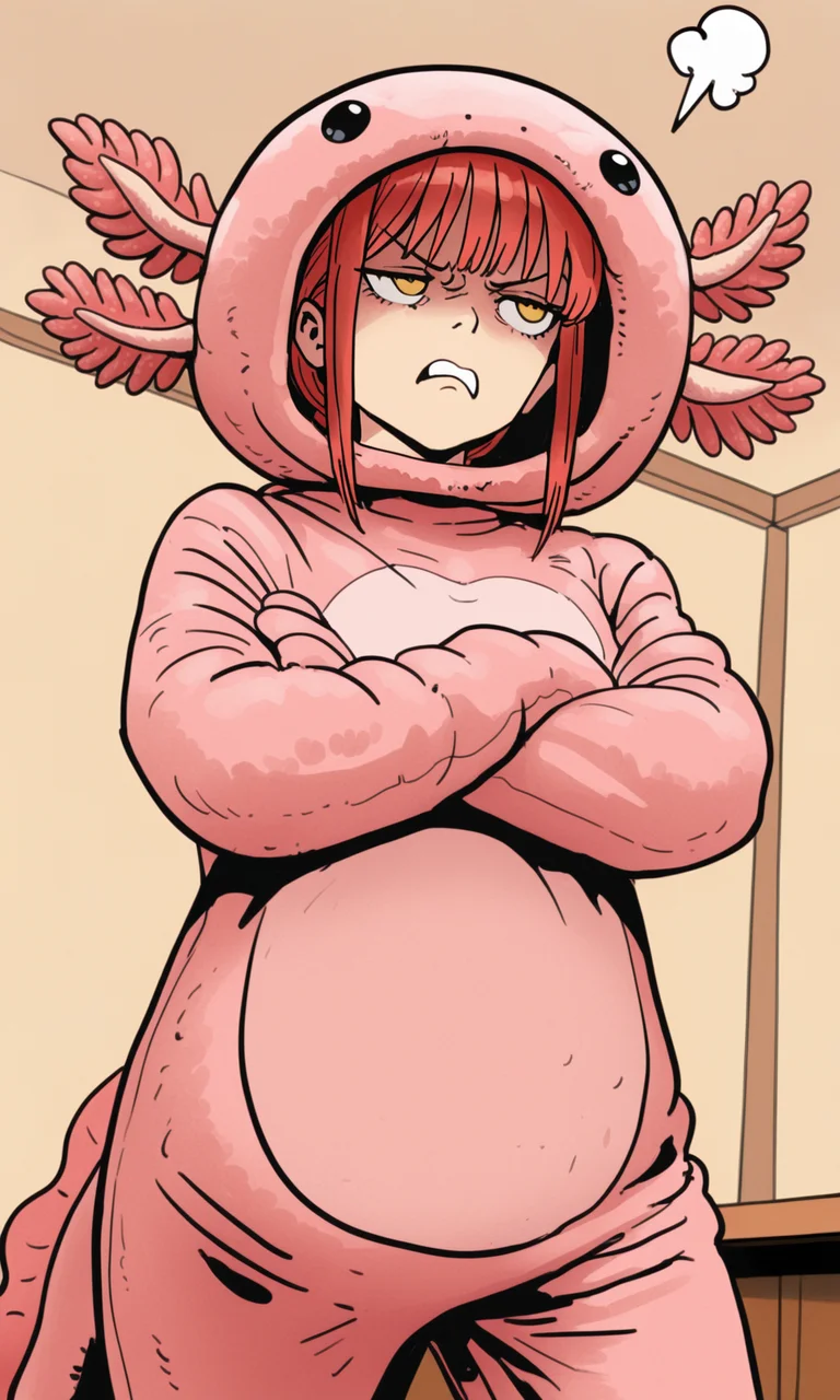 embedding:IllusP0s, f3rn4nd0, axolotl costume, 1girl, makima, annoyed, arms crossed,<lora:Style_soph-Fernando-ILXL.safetensors:1.0:1.0> <lora:axolotl costume_illustrious.safetensors:1.0:1.0>