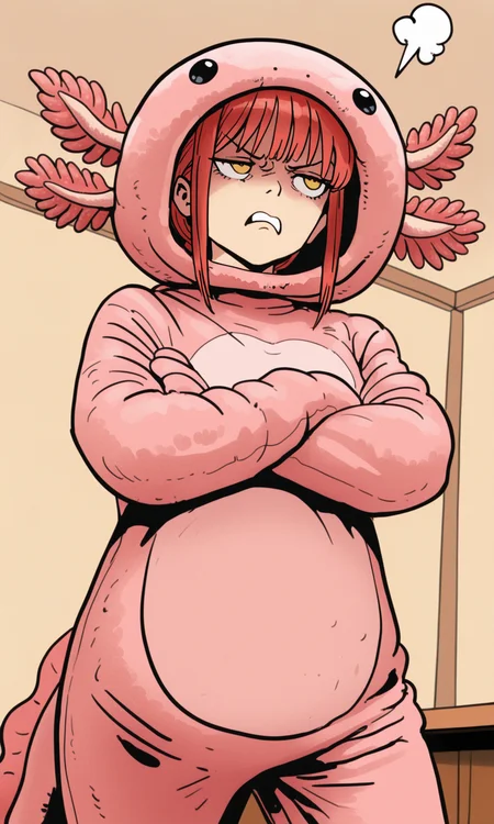 embedding:IllusP0s, f3rn4nd0, axolotl costume, 1girl, makima, annoyed, arms crossed,<lora:Style_soph-Fernando-ILXL.safetensors:1.0:1.0> <lora:axolotl costume_illustrious.safetensors:1.0:1.0>