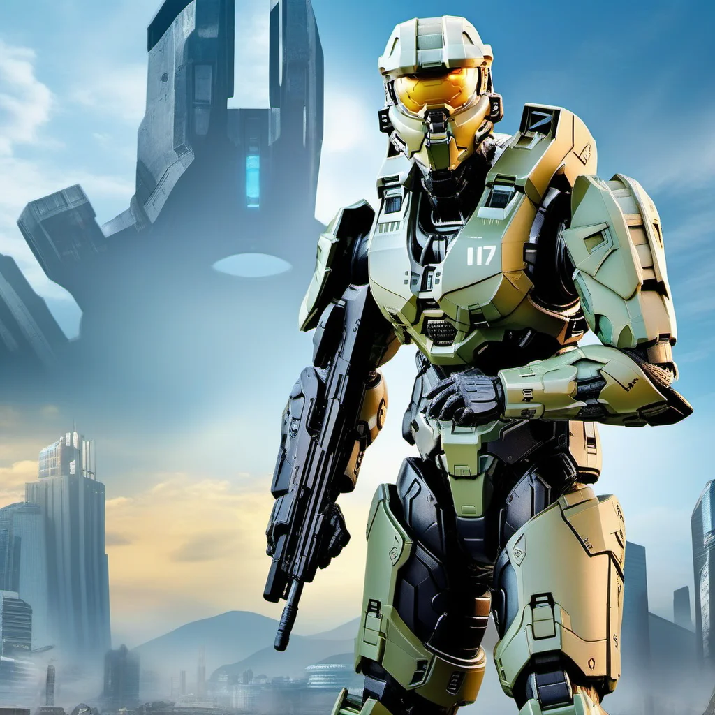 Halo1024, a robot soldier, full body, war , post apocalyptic city, highly detailed, photography, ultra sharp, film, bokeh, professional, 64k <lora:Halo1024-000140:0.8>