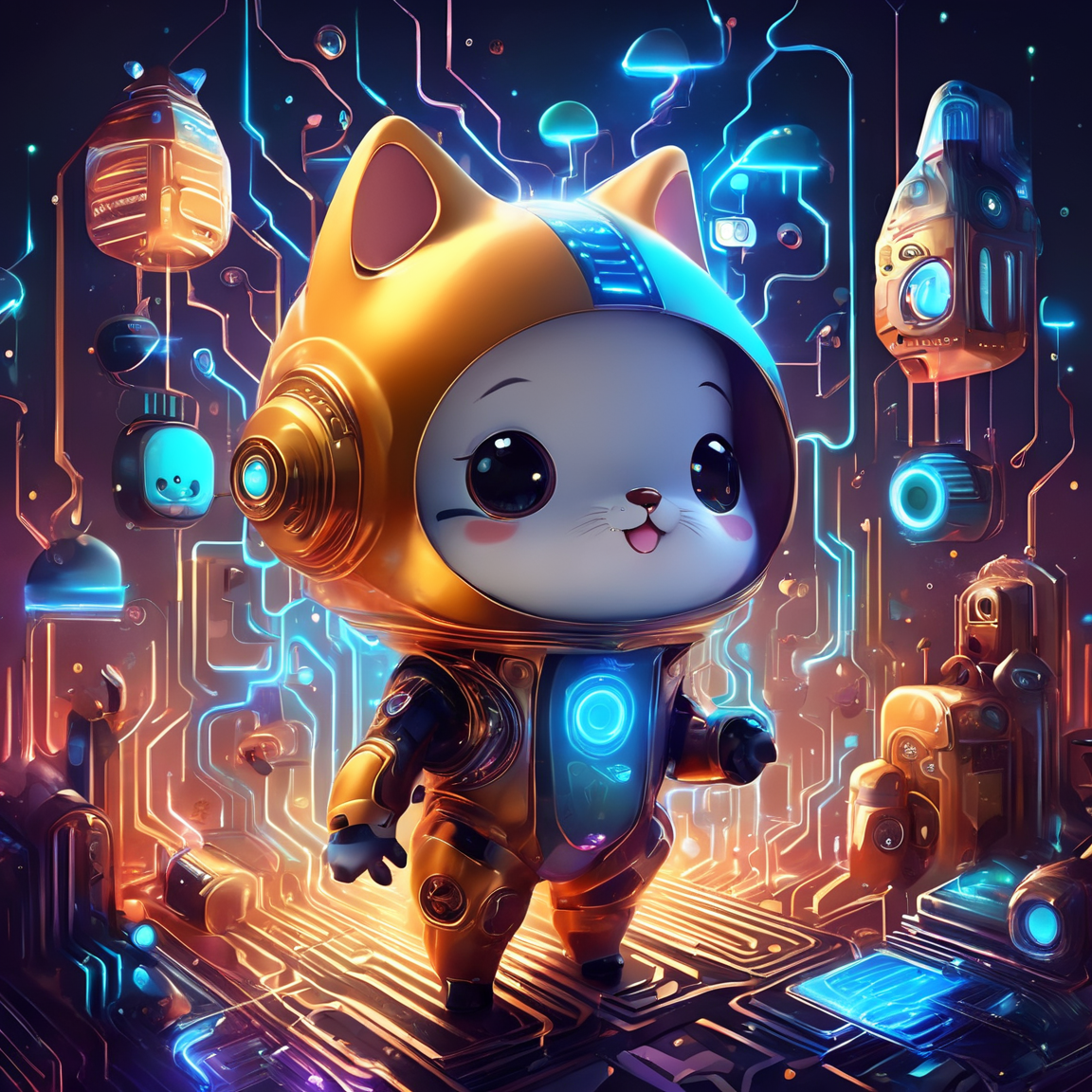 iccircuitart,<lora:iccircuitart:1>, Cute and adorable cartoon, fantasy, dreamlike, surrealism, super cute, trending on artstation