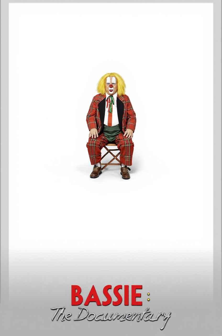 âBassie: The Documentaryâ
Poster Concept:
Clean white background.
Bassie sitting alone on a folding chair, center frame, in full clown gear â but he's just staring at the camera, dead serious.
Simple Netflix-style title at the bottom:
âBassieâ
A Serious Clown Story
Now Streaming
<lora:Bassie:1.6>