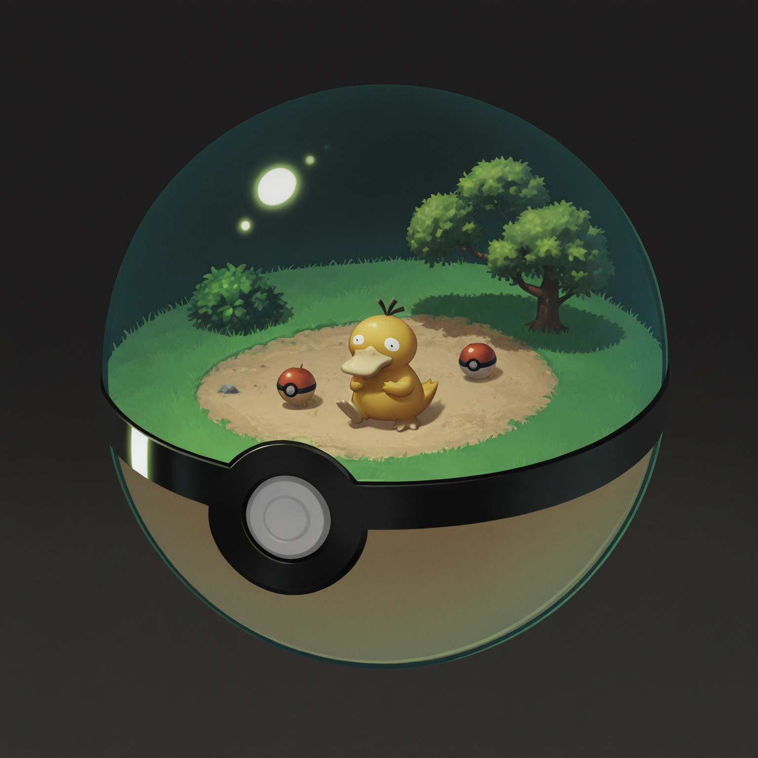 masterpiece, best quality, amazing quality, <lora:Inside_pokeball_buns:0.7> 1ns1d3pok3ball, pokeball, pokemon (creature), no humans,  Psyduck, masterpiece, best quality, amazing quality