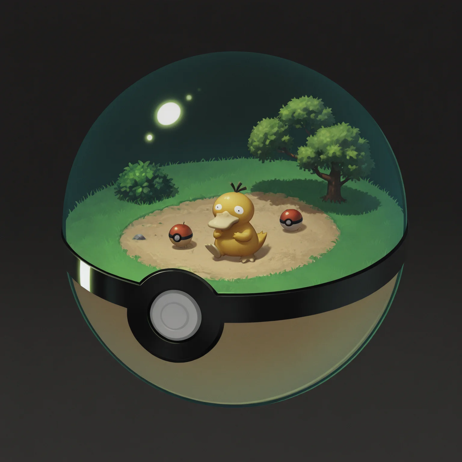 masterpiece, best quality, amazing quality, <lora:Inside_pokeball_buns:0.7> 1ns1d3pok3ball, pokeball, pokemon (creature), no humans, Psyduck, masterpiece, best quality, amazing quality