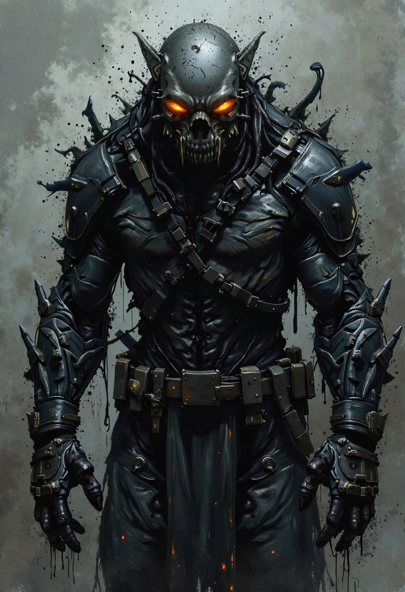 Dark and moody yfg-daak, A comedic meltdown, stray ink splat leads to monstrous creation requiring class synergy to control.