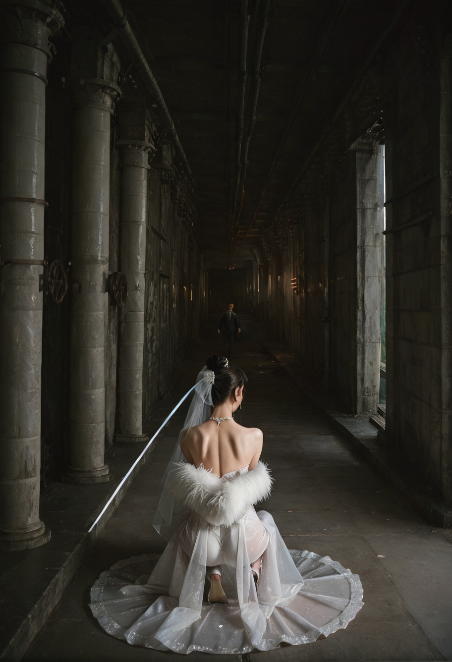 ,ruanyi0886,indoors,tunnel,pillar,,ruanyi0836,white dress,wedding dress,see-through,shawl,feather boa,
1girl,squatting cowgirl position,1boy,<lora:0886 tunnel_v1_pony:1>,<lora:0836 fishtail luxury wedding dress_v1_pony:0.7>, score_9,score_8_up,score_7_up,,8k,1girl,solo,,