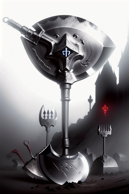White background, shovel,
"Masterpiece, highest quality, (Shovel-Axe hybrid:1.3) with (glowing runes:1.2) etched on the blades, intricate design, (dark wood handle:1.1), rare magical weapon, detailed craftsmanship, (eerie aura:1.2), professional photography, by Annie Leibovitz, soft lighting, high contrast, vivid colors, (graveyard background:1.0), misty atmosphere, enchanting glow."