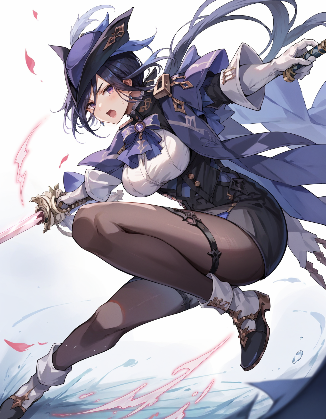 score_9, score_8_up, score_7_up, score_6_up, score_5_up, score_4_up, BREAK source_anime, <lora:Clorinde:0.9>, ClorindeG, sword, holding sword, dynamic pose