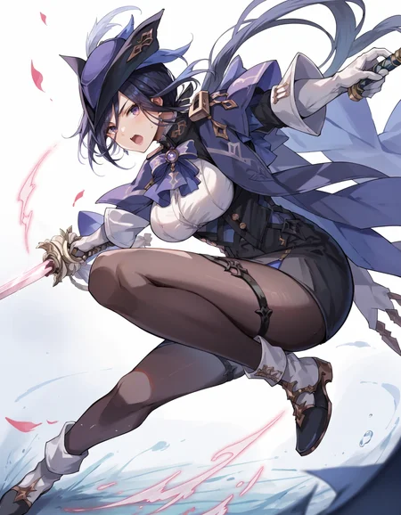 score_9, score_8_up, score_7_up, score_6_up, score_5_up, score_4_up, BREAK source_anime, <lora:Clorinde:0.9>, ClorindeG, sword, holding sword, dynamic pose